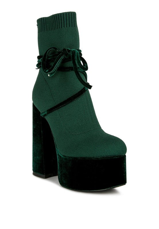 After Pay High Heeled Velvet Knitted Boot